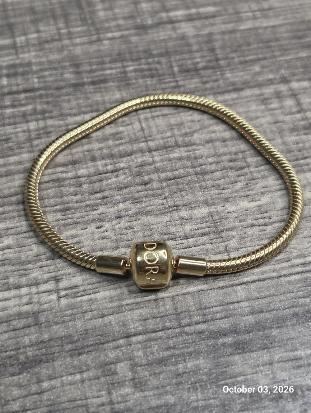 Authentic Pandora Barrel Clasp Snake Chain Bracelet 14k gold plating